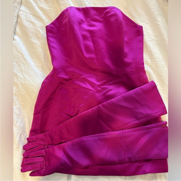 Miscreants Dresses & Skirts - Miscreants Cupid hot pink satin party dress WITH gloves